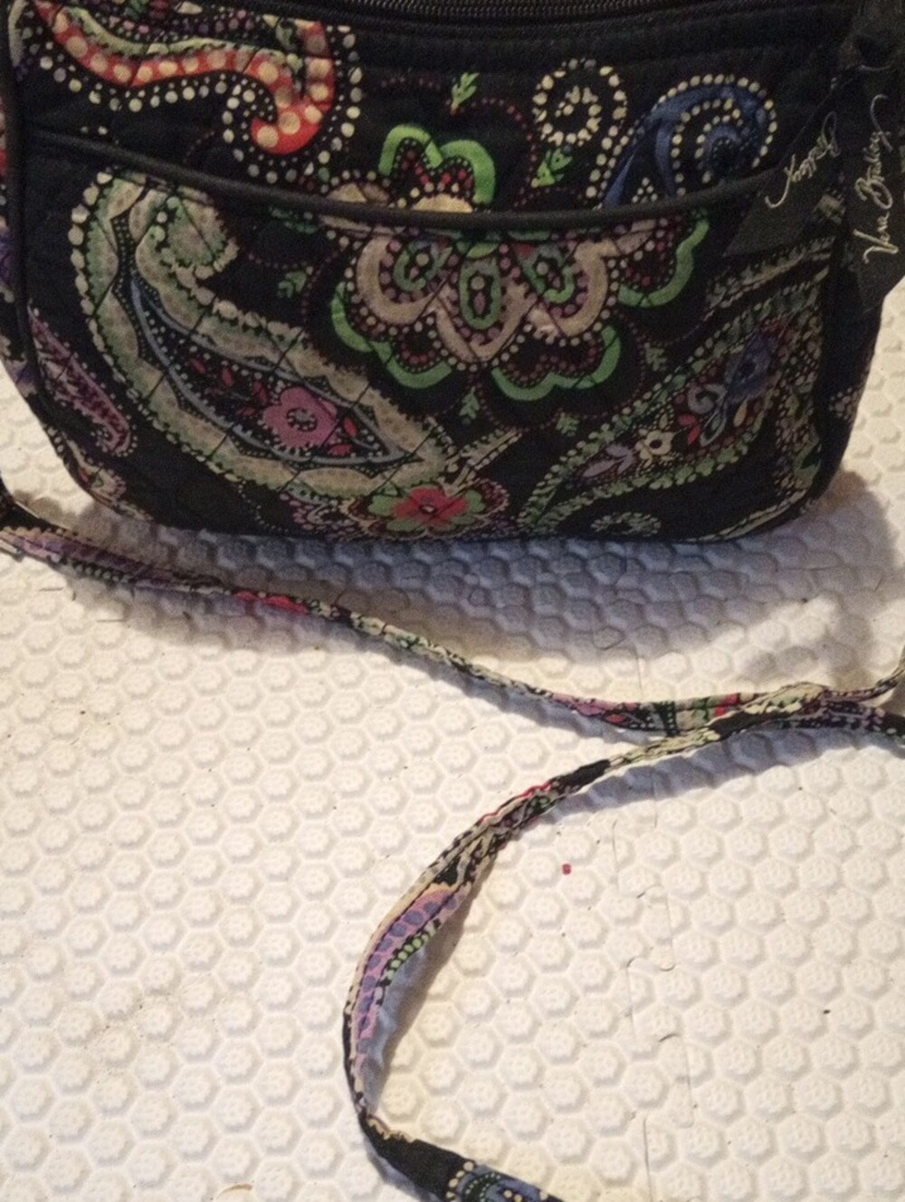 Vera Bradley Black Quilted Paisley Crossbody with Multicolor Accents#adjustable - Picture 3 of 9